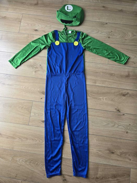 Kostium Luigi Męski Cosplay Karnawał Halloween Strój Gra Rozmiar L