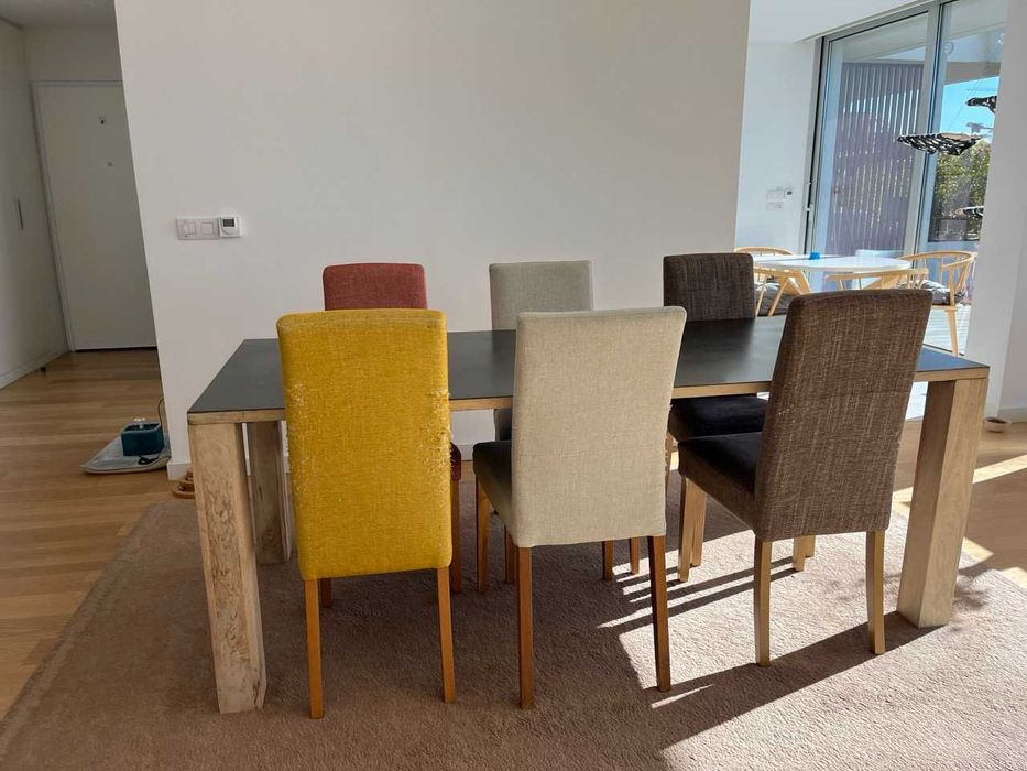 Dining Table + 6 Mixed-Colour Chairs