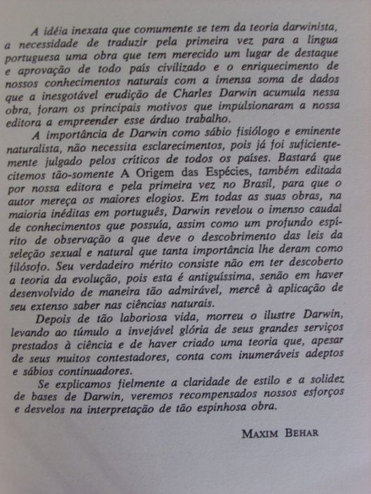 A Origem do Homem e a Selecção Sexual de Charles Darwin