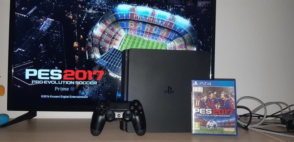 Ps4 slim com 1 comando e pes 17