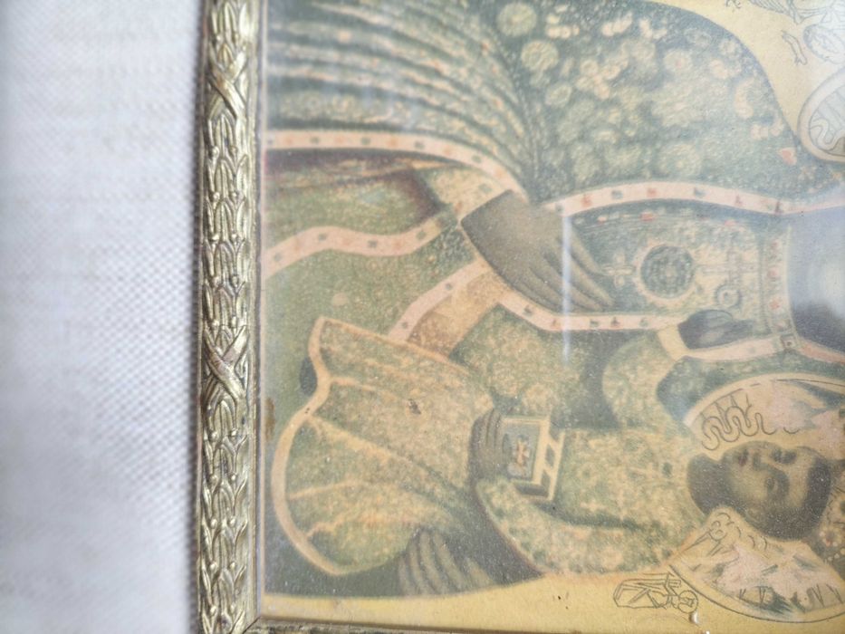 Stary obrazek religijny  Matka Boska Częstochowska z Koroną