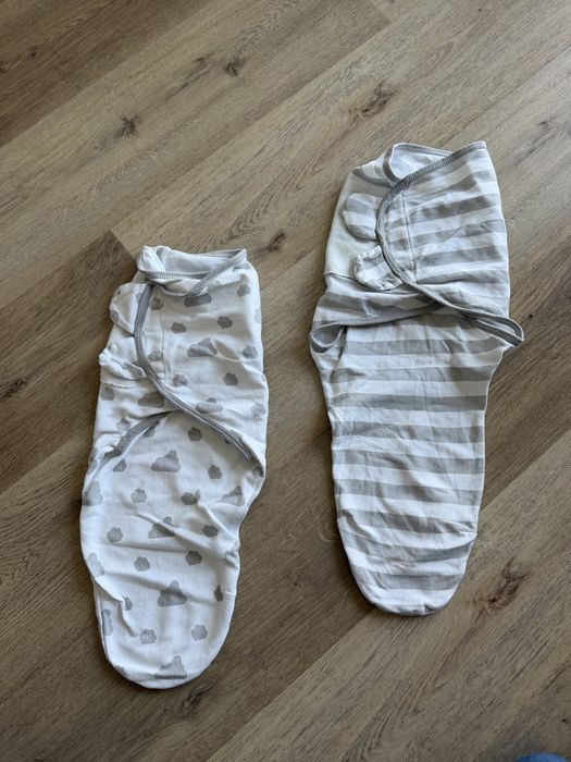 Otulacze niemowlęce bawełniane bialo - szare 2 sztuki