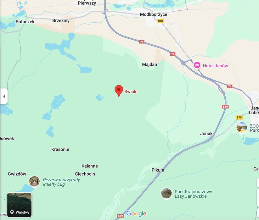 Działka budowlana w środku lasu– Świnki, gmina Modliborzyce