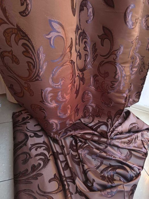 zasłony z metra BRĄZOWE Hafty, szer 150 cm DOBRA CENA