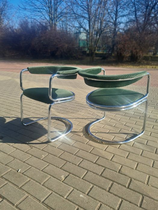 Krzesło rurkowe w chromie proj.Giotto Stoppino,Włochy lata 70 mid- c
