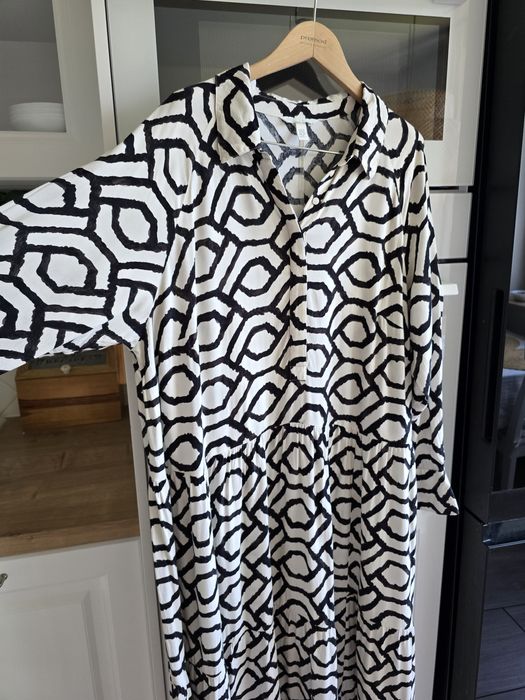 Sukienka maxi H&M wiskoza XL szmizjerka przewiewna letnia plus size