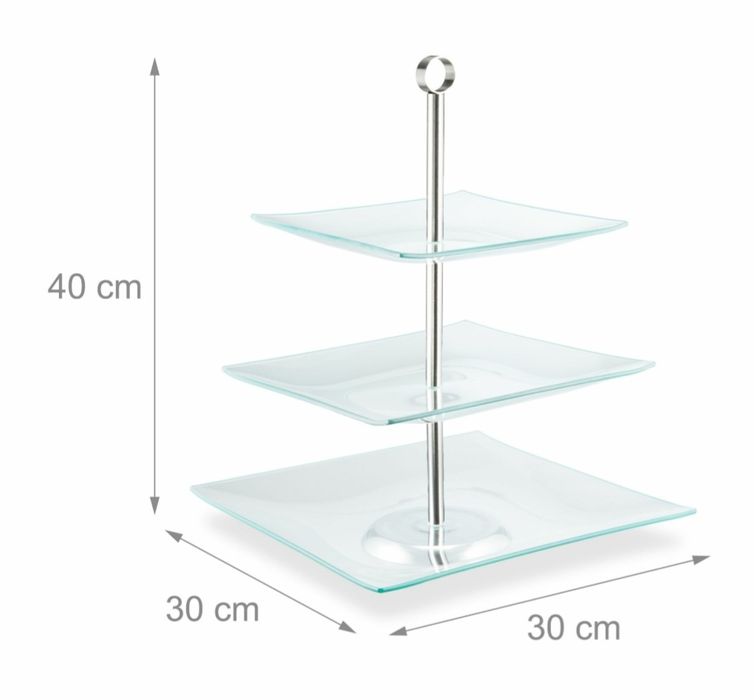 Trzy poziomowa szklana patera (etażer) na ciasto ,owoce