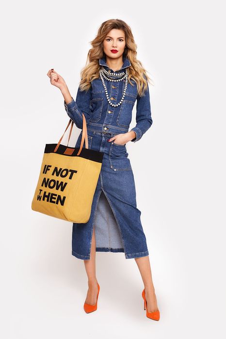 JAI – musztardowa duża torba typu shopper bag