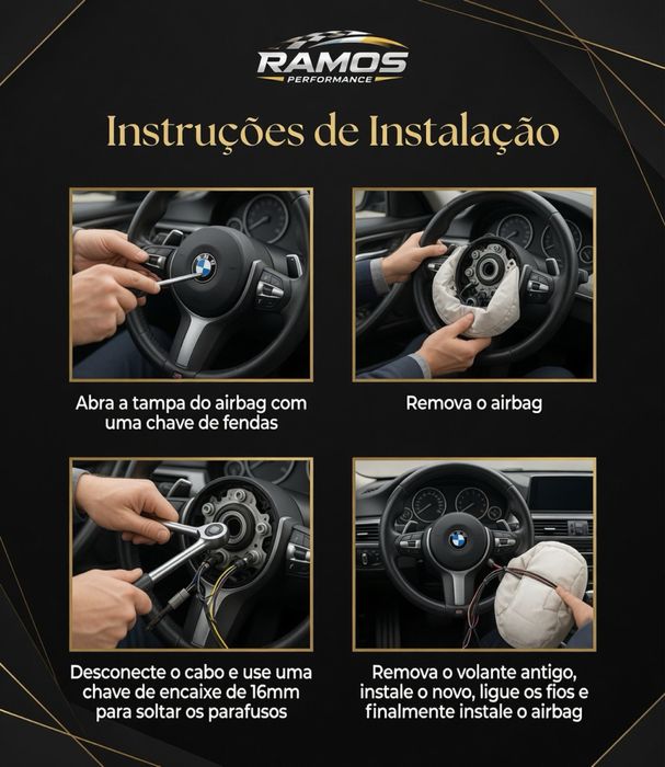 Volante BMW M Sport Completo c/ Airbag – Série 1/2/3/4 Fxx