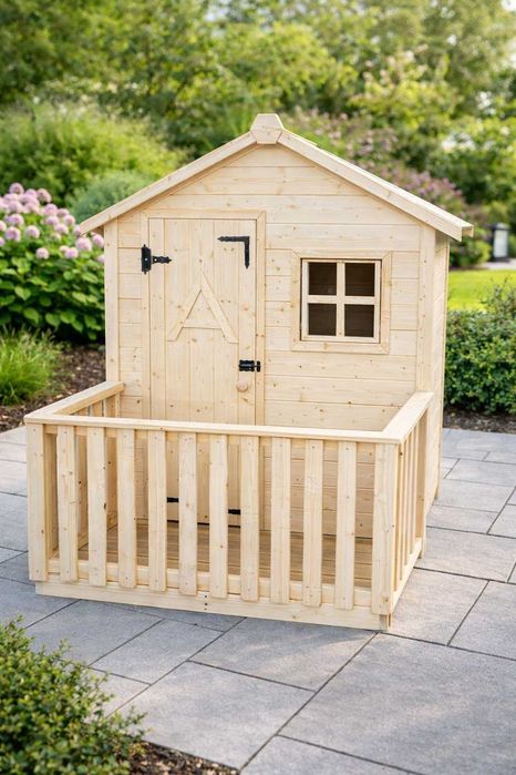 Domek Ogrodowy Drewniany z Werandą  Konstrukcja z Drewna Świerkowego