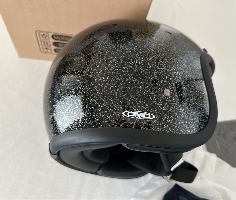 Capacete Aberto DMD Retro Vintage Glitter Black XL