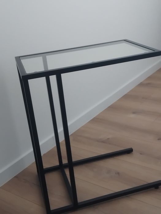 Mesa apoio em ferro, tampo de vidro