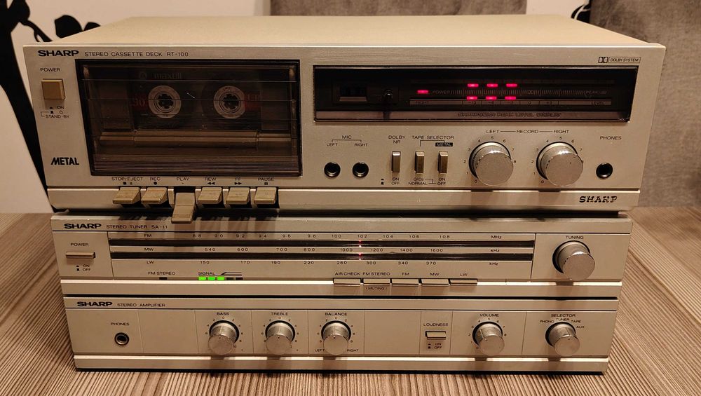 Zestaw SHARP wzmacniacz, radio, magnetofon SA-11, RT-100