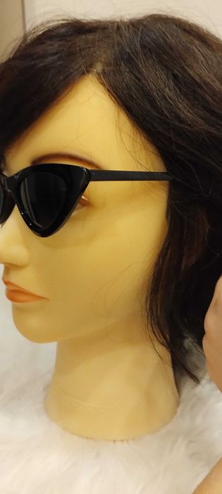 Czarne okulary przeciwsłoneczne cat eye retro Y2K modne damskie