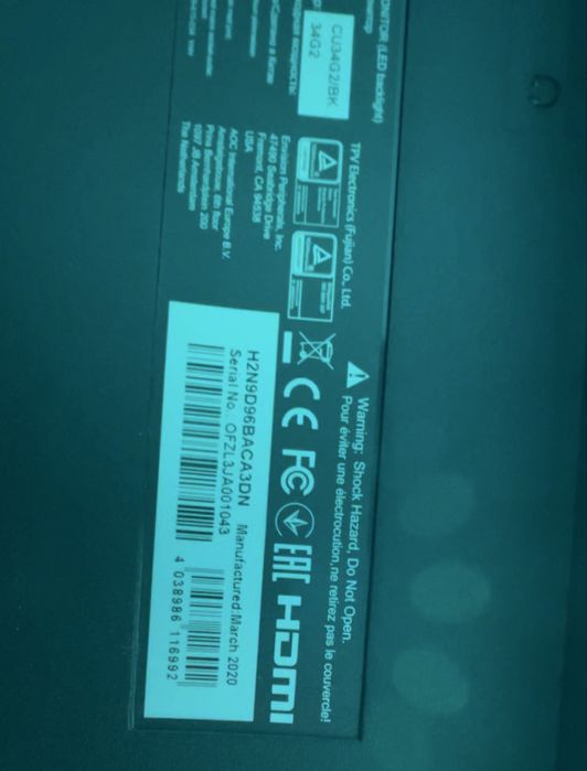 Monitor AOC 34” CU34g2/BK