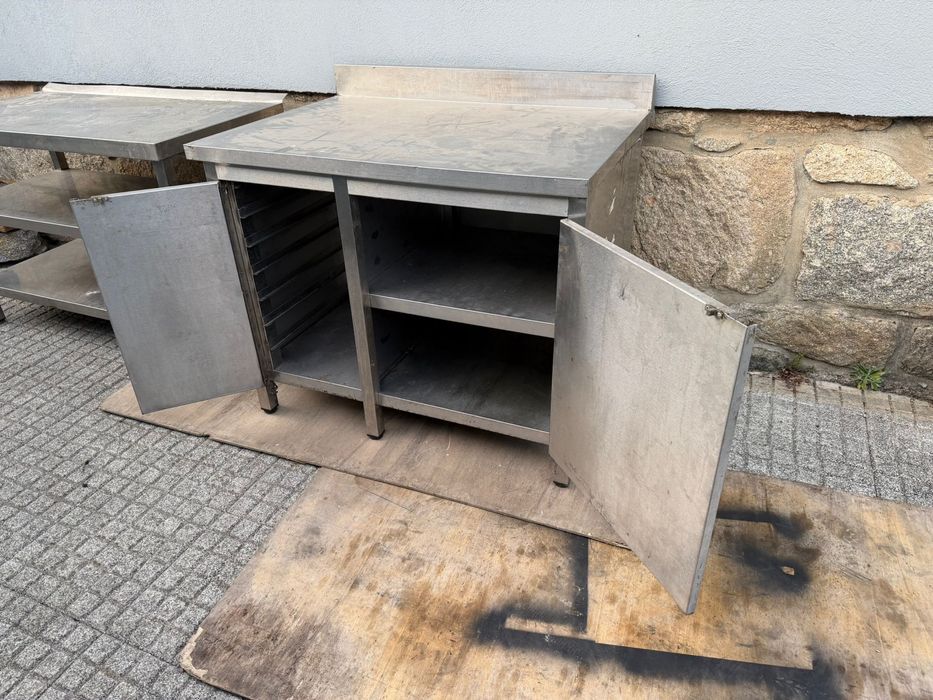 Bancada inox industrial com portas