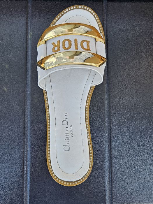 Klapki Białe Logowane Dior 39