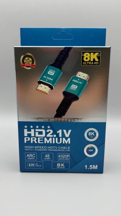 Кабель HDMI-HDMI Ver.2.1‼️1.5м 3.0м 3D 48Gbps 8K ULTRA HD 7680
