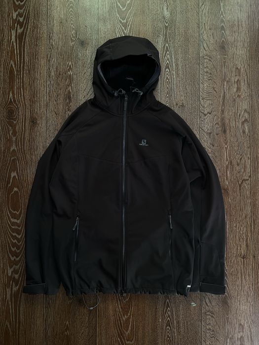 Чоловіча горнолижна куртка Salomon Softshell (Софтшелл) з капюшоном, чорна