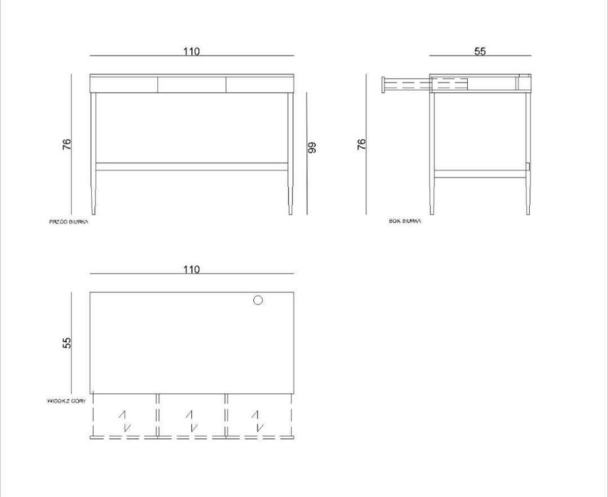 Biurko Doris 110x55 (biały mat / dąb)