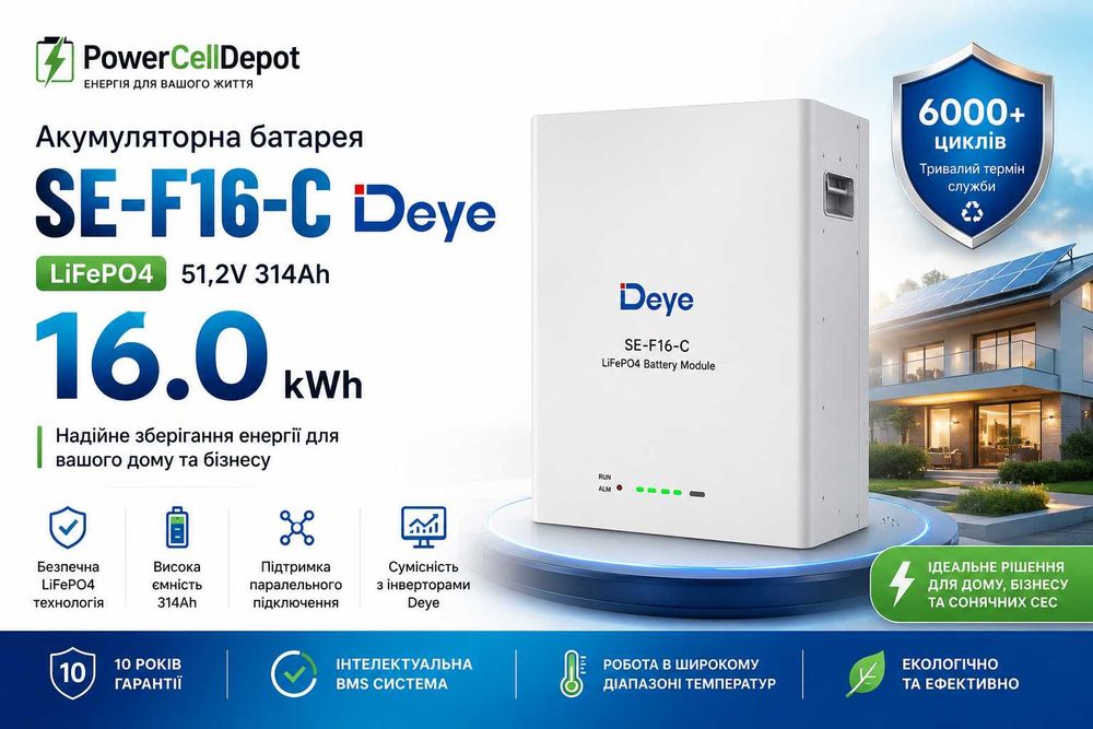 Акумуляторна батарея SE-F16-С Deye (LiFePO4 51,2V 314Ah 16.0 kWh)
