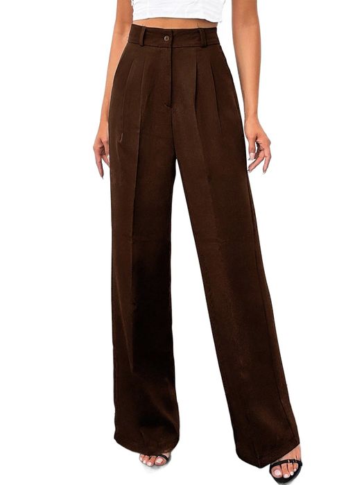 Shein brązowe spodnie proste wysoki stan casual na co dzień m 1ma
