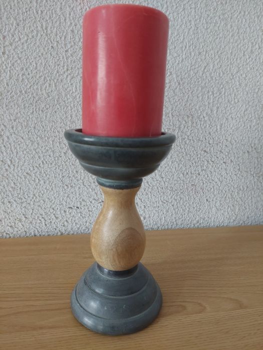 Candelabro em madeira epedra sabão  PTMD