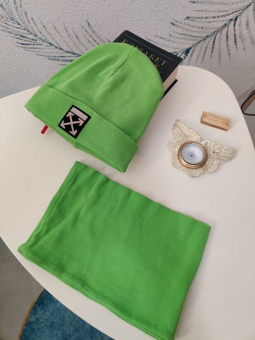 Шапка і баф, демісезон, чоловічий зелений