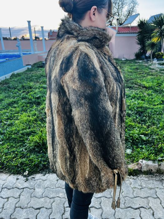 Casaco pele verdadeiro raposa