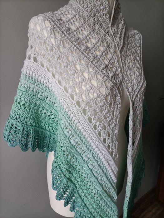 Chusta Ombre, ręcznie robiona na szydełku, szydełko, Handmade