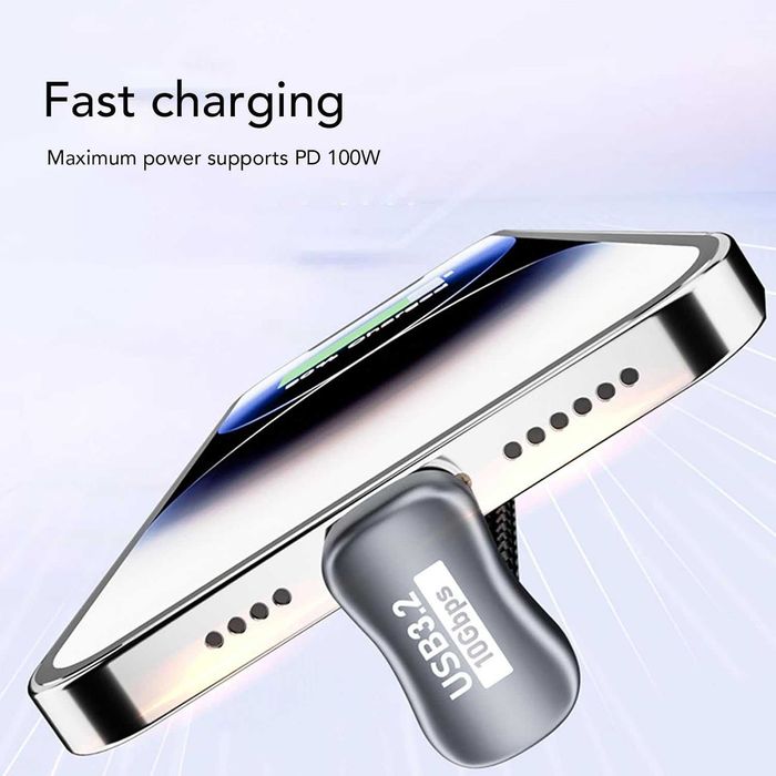 Kabel USB C - USB C kątowy 100cm 10Gbps 100W Cablecc