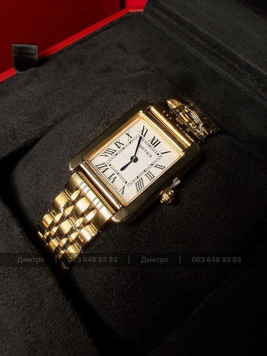Часы женские Cartier watch Tank Rose Gold and Yellow Gold Картье Танк