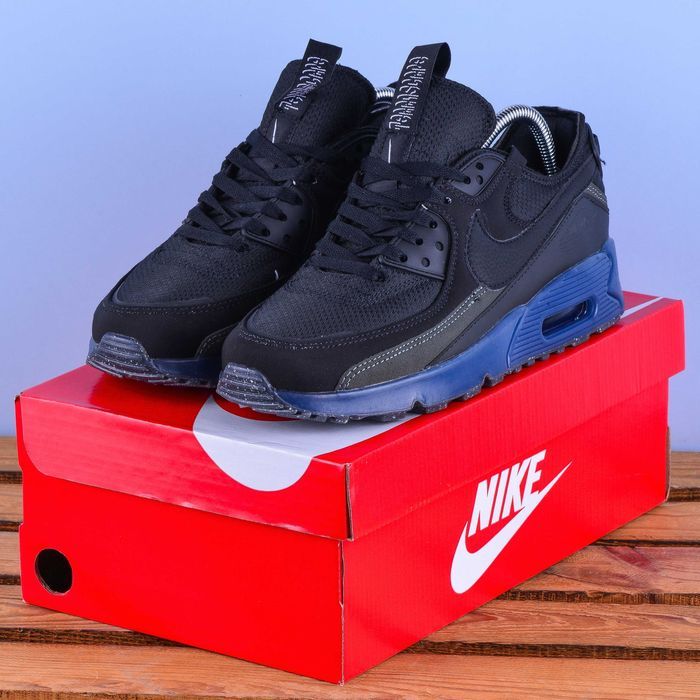 (2209) Акція! Кросівки Nike Air Max 90 чорні з синім (42-45) найк найки
