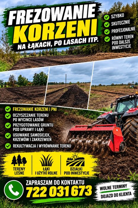 Frezowanie łąk po krzewach, lasach