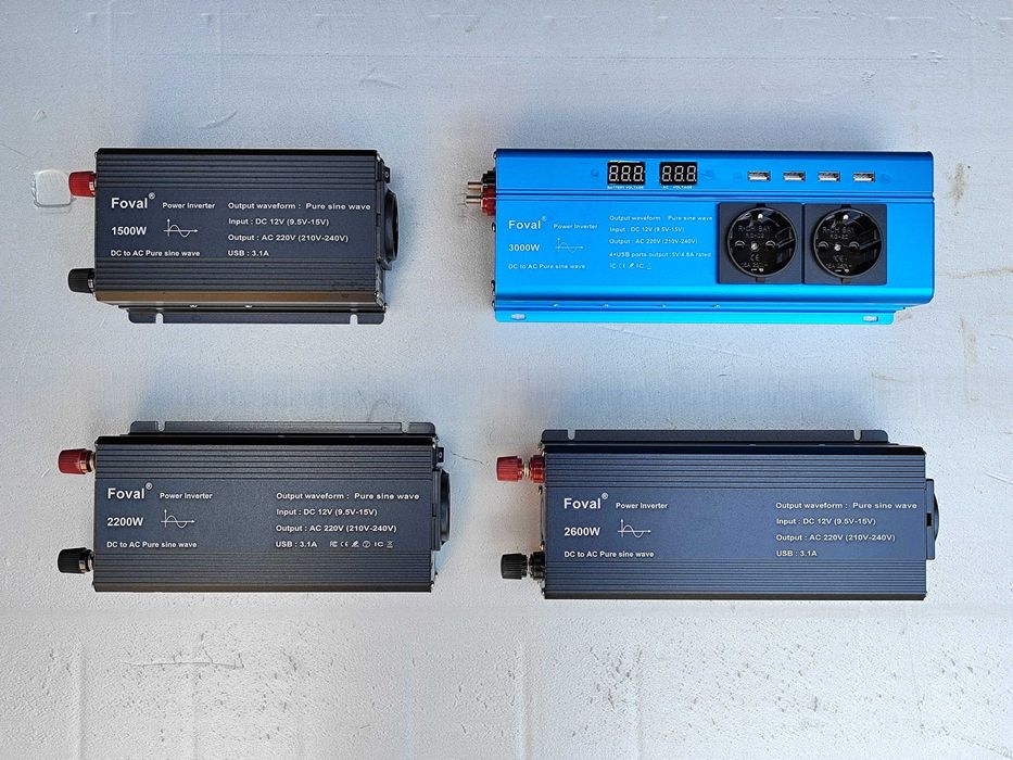 Інвертор із Чистим Синусом безшумний 12V-220 FOVAL 1500W-2200-3000