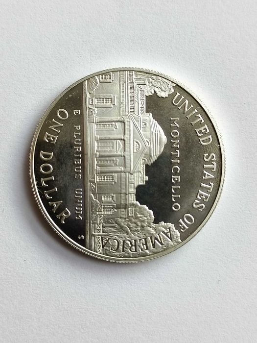 USA 1 Dolar 1993 rok Tomas Jefferson Srebro Ag 900 mennicza L