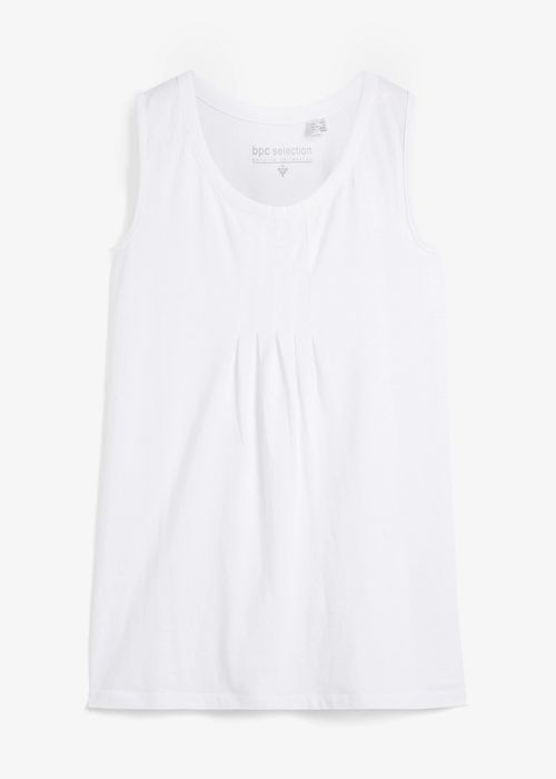 B.P.C biały top dłuższy z zaszewkami 48/50.