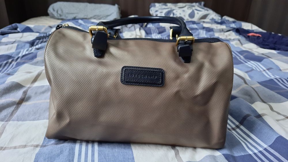 Longchamp kuferek torebka złota 20x20x35 uszy