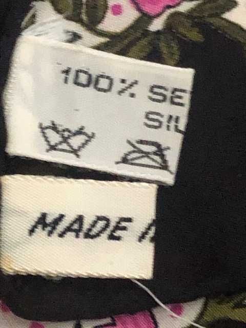 Lenço 100% seda natural Christian Dior desenho floral com violino