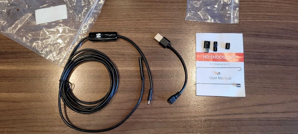 Endoskop, kamera inspekcyjna IP 67, 5mm Android, PC, USB, 6 LED.