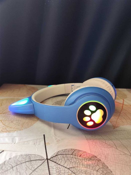 Bluetooth навушники з котячими вушками,  бездротові навушники