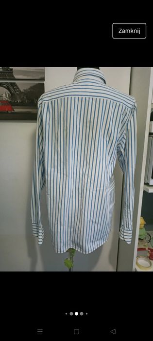 Koszula męska Tommy Hilfiger biała w paski TH  M 38 biała casual biuro