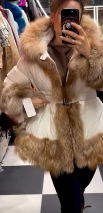 Kurtka puchowa luxusowa lis naturalny