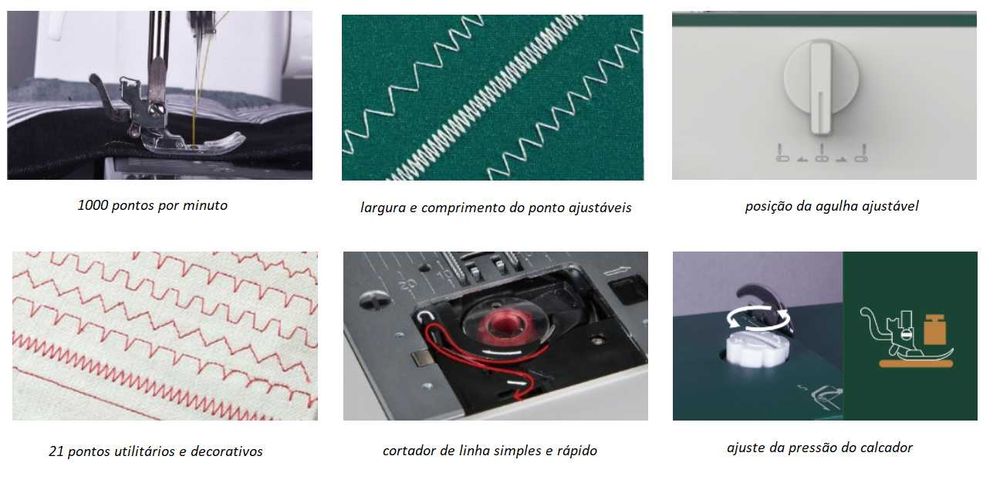 Máquina de costura NECCHI Q421A “HEAVY DUTY” 21 funções