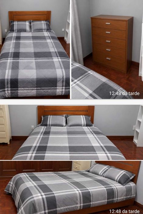 Cama  de solteiro e cômoda