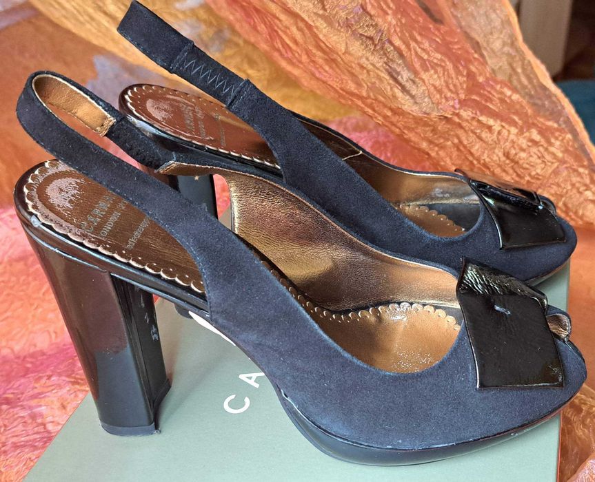 Черные туфли из замши + лакированный кожзам Carnaby 37 размер