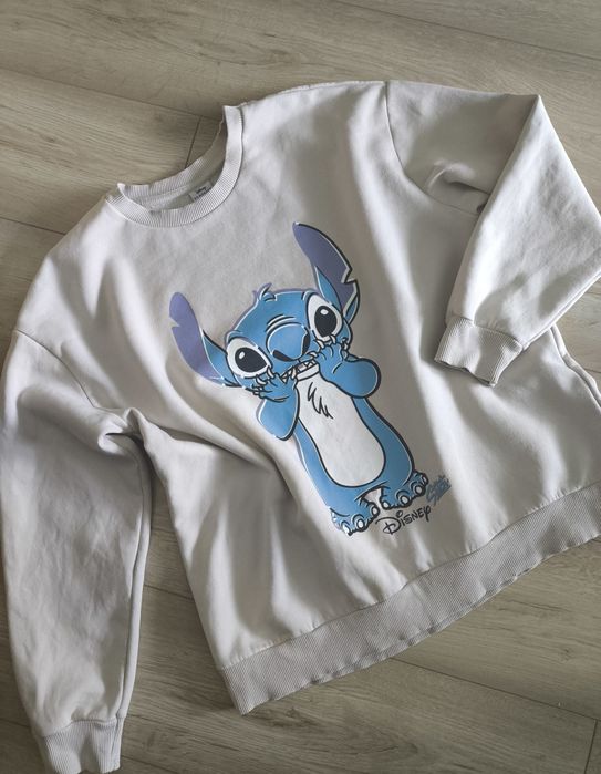 Beżowa/kremowa bluza z nadrukiem Stitch 38/40 M/L