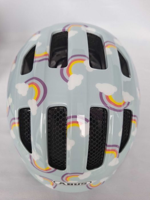 Kask rowerowy dziecięcy Abus Smiley 3.0 LED Blue Rainbow S 45-50cm