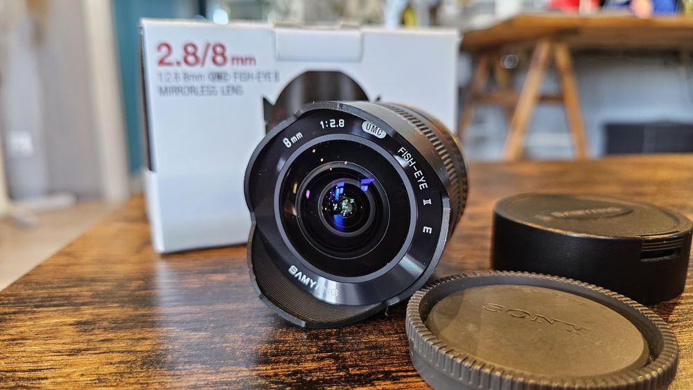 Samyang 8mm f/2.8 UMC Fish-Eye II Sony E (Black)  Szeroki obiektyw rybie oko Sony E-mount Emount NAJMNIEJSZY! 64mmdługości