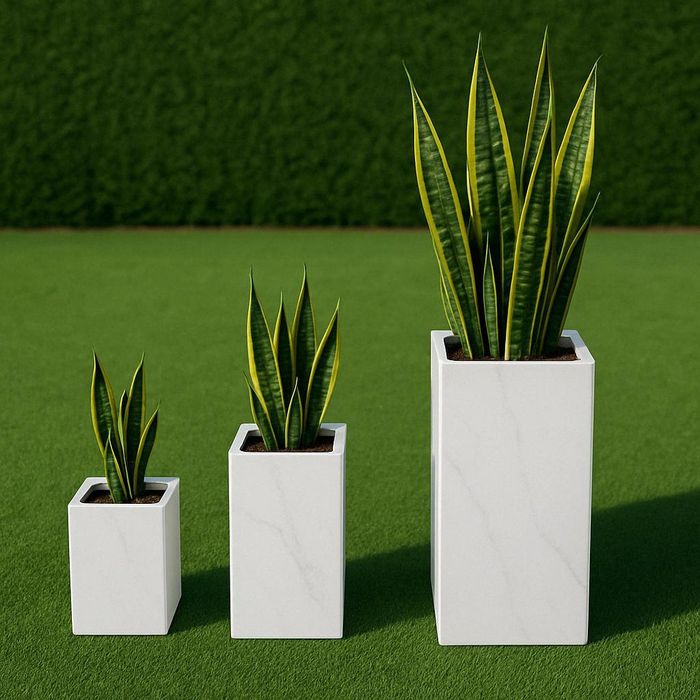 Vasos decorativos de granitos e Silestone